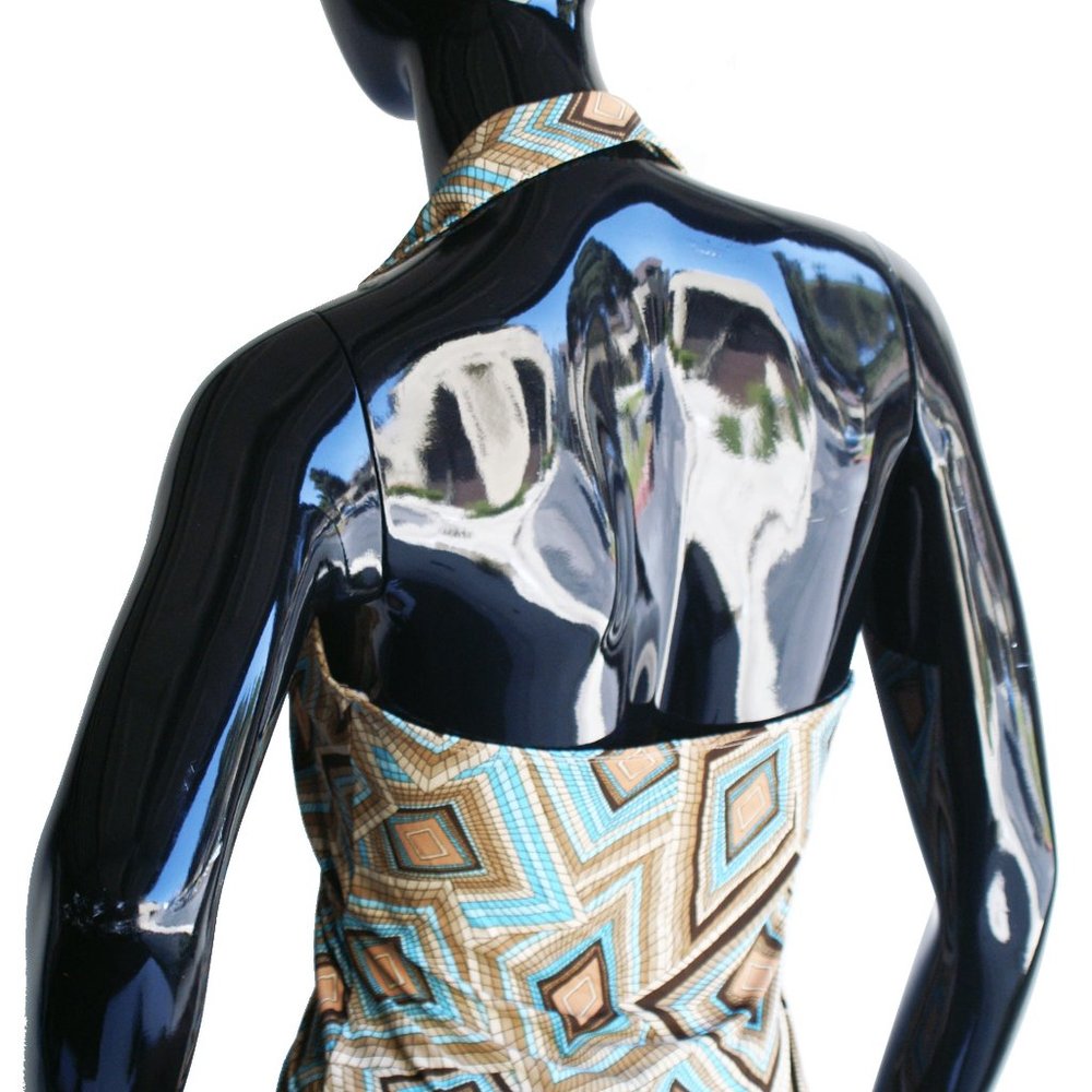 Multicolored Graphic Print Halter Top Size Small - image 4